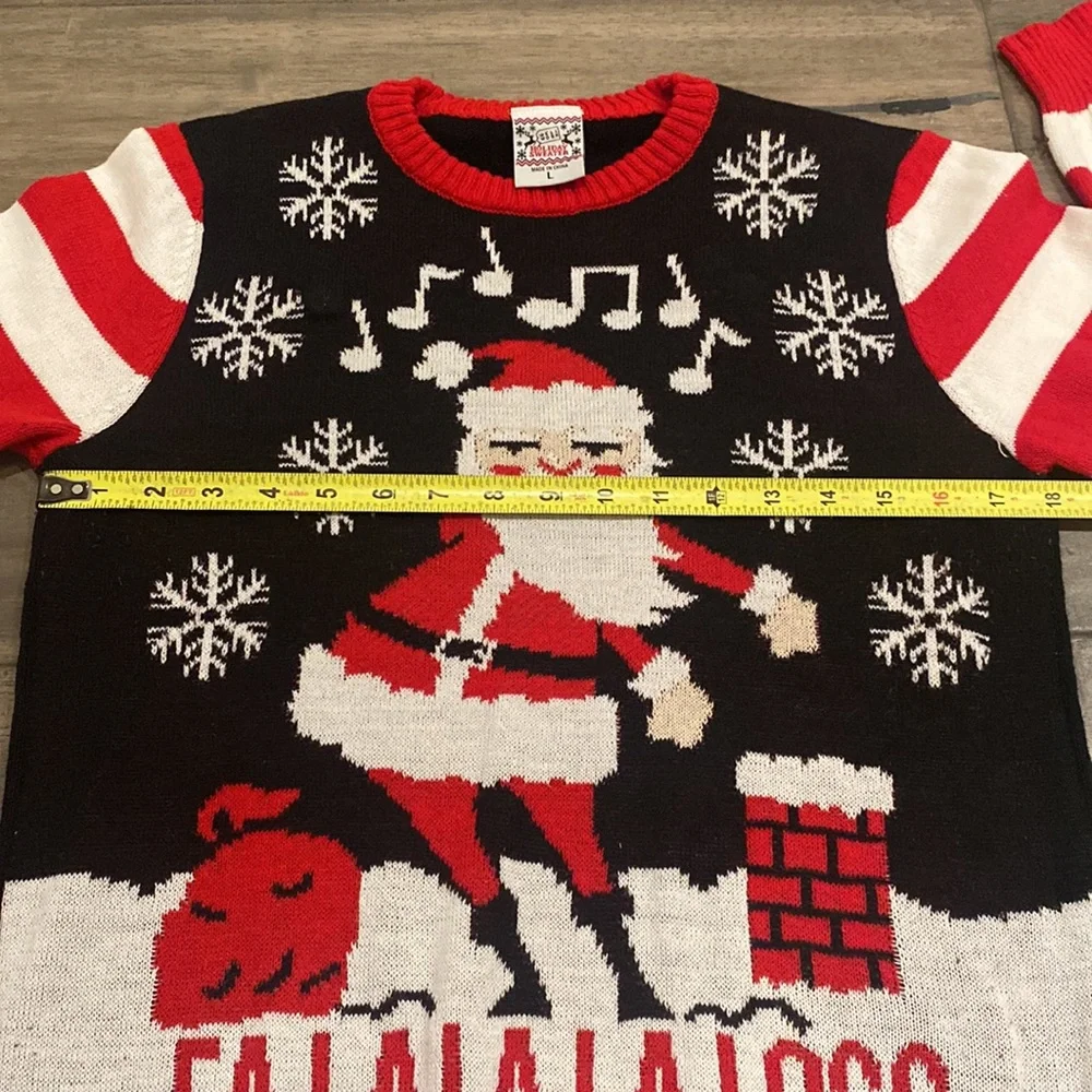Well Worn Holiday Sweater Christmas Dancing Santa FA-LA-LA-LA-LOSS Light Up SZ L